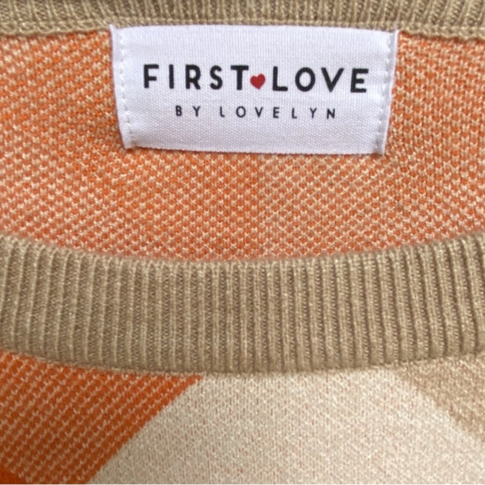 First Love by Lovelyn Orange Tan Plaid Sweater Womens Plus Size 2X New Fall - Picture 5 of 7